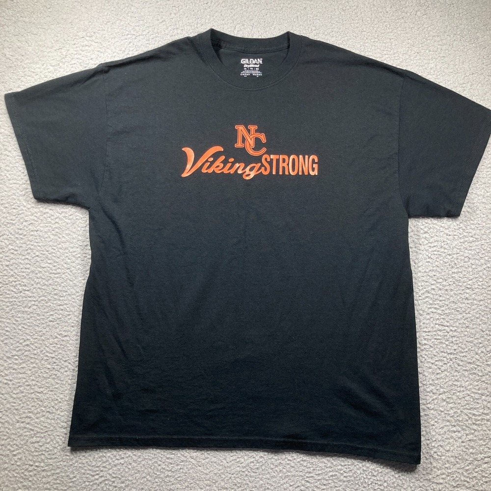 NC Viking Strong T Shirt Adult XL Black Short Sleeve Creew Neck Gildan Dry Blend